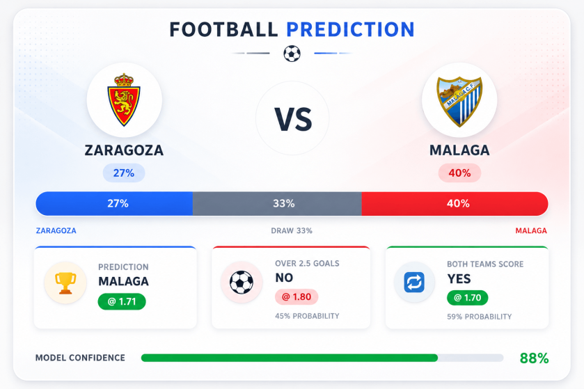 Prediction Zaragoza vs Malaga | 31.05.2026 | Segunda División